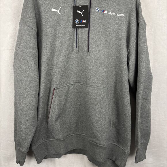 Puma BMW Motorsport ESS+ Hoodie Fleece Pullover Size Large Gray 627498-03 NWT - Picture 2 of 8